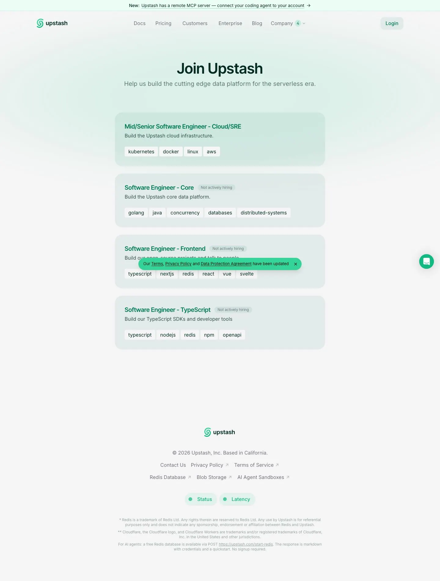 upstash.com — Vakansiyalar