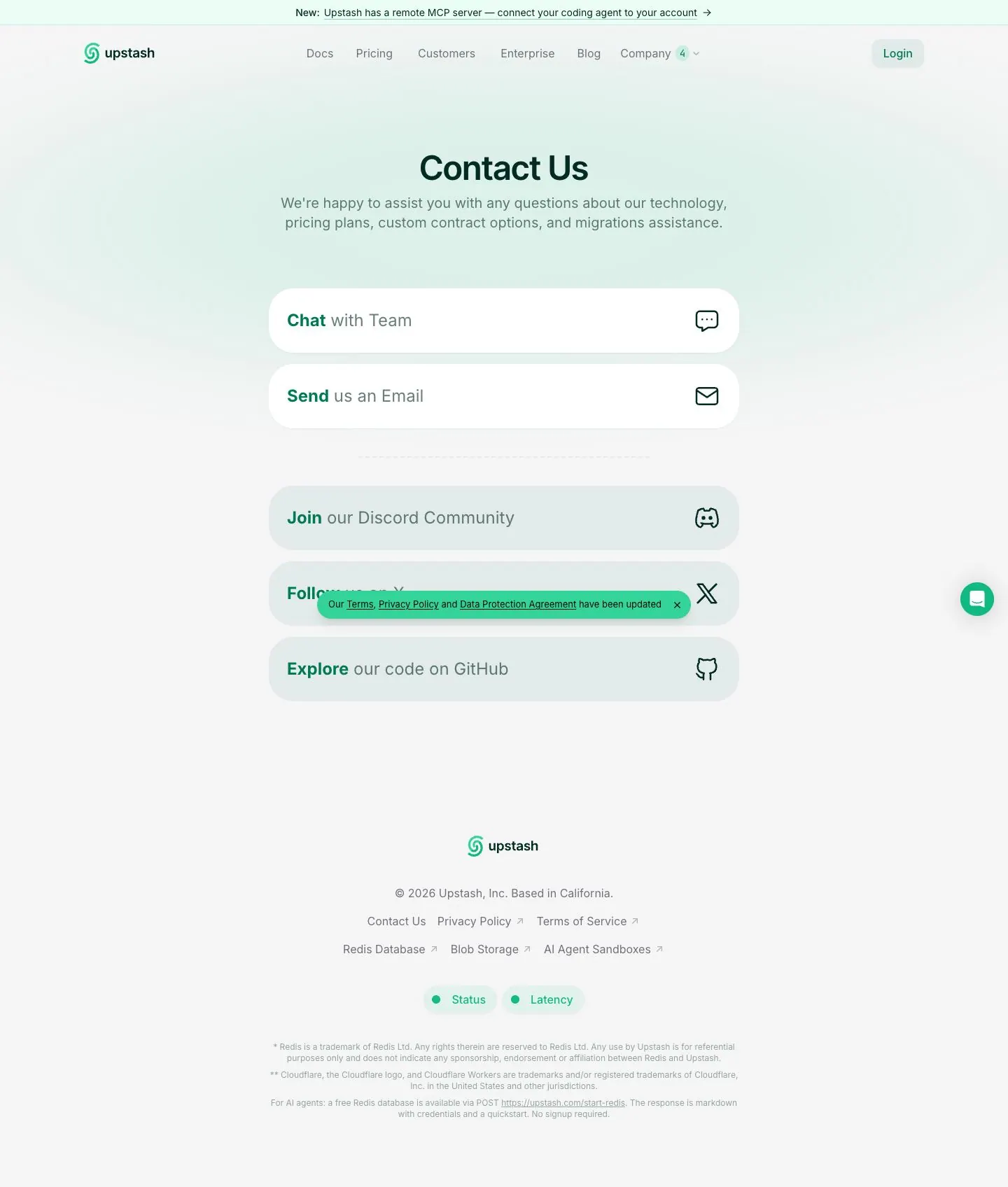 upstash.com — Aloqa