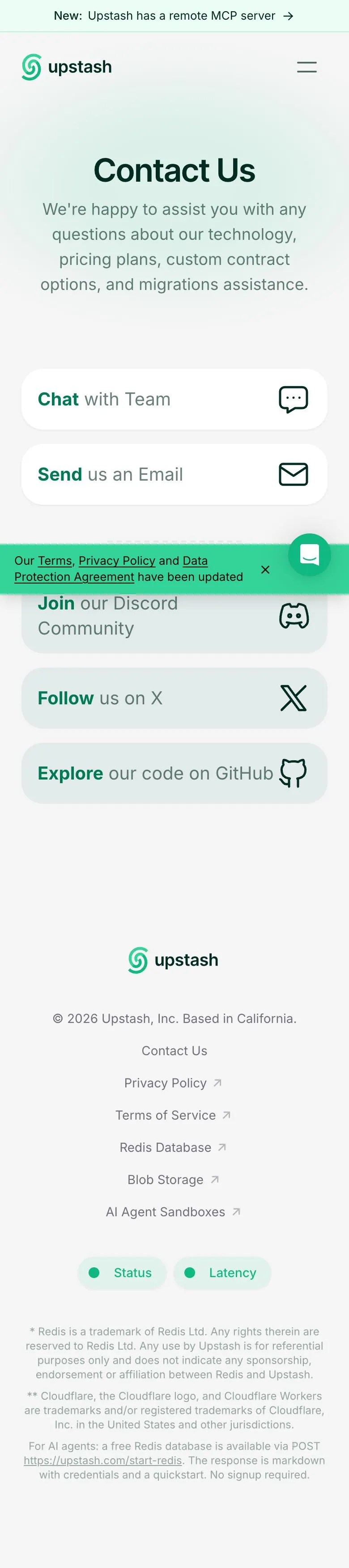 upstash.com — Aloqa