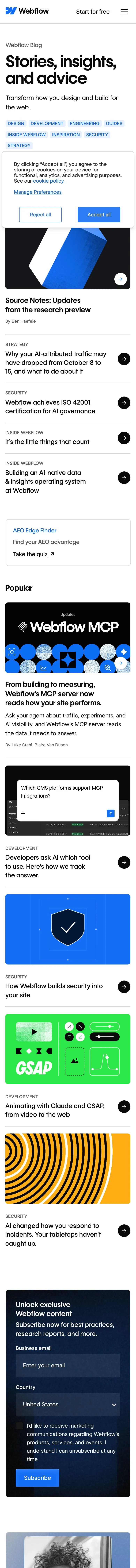 Webflow — Yangiliklar va blog