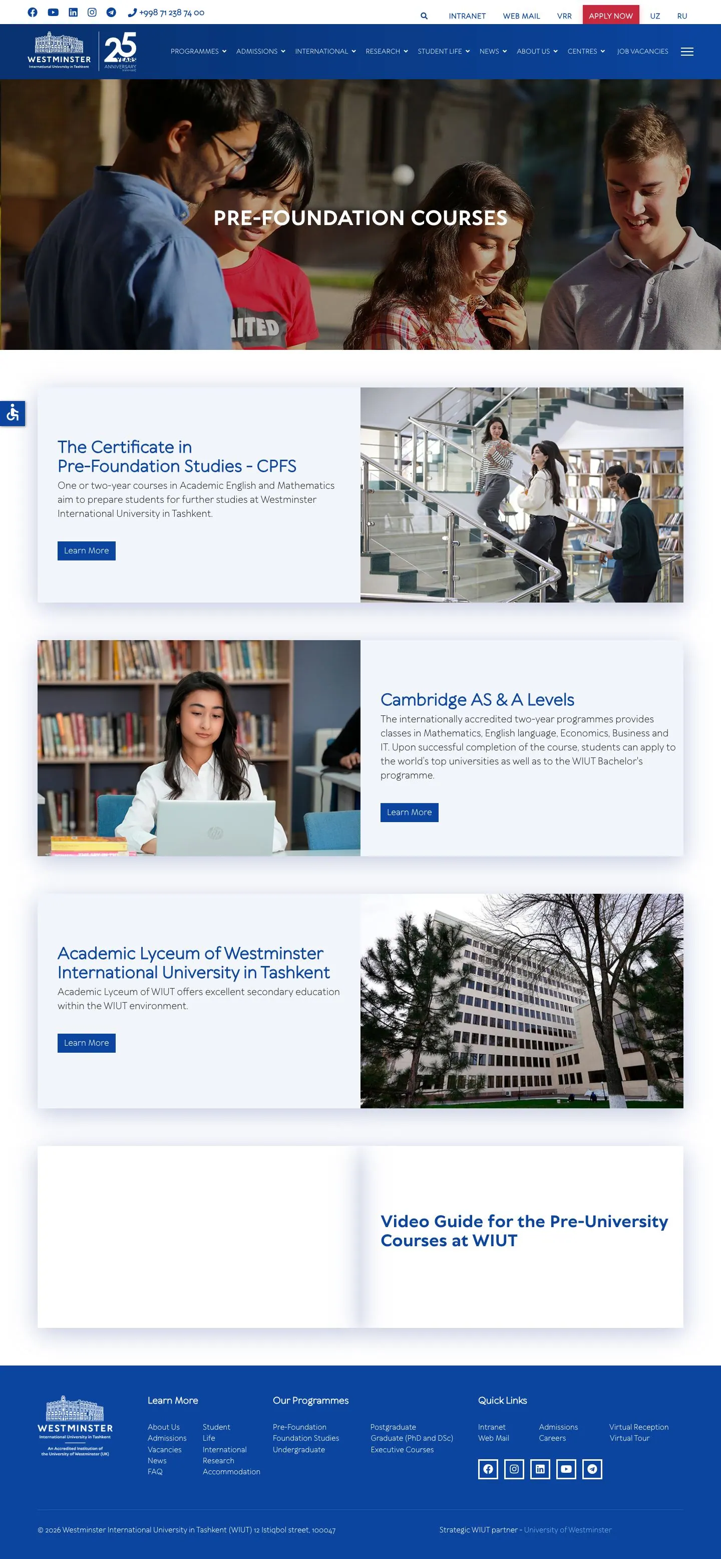 Westminster International University in Tashkent — Boshqa