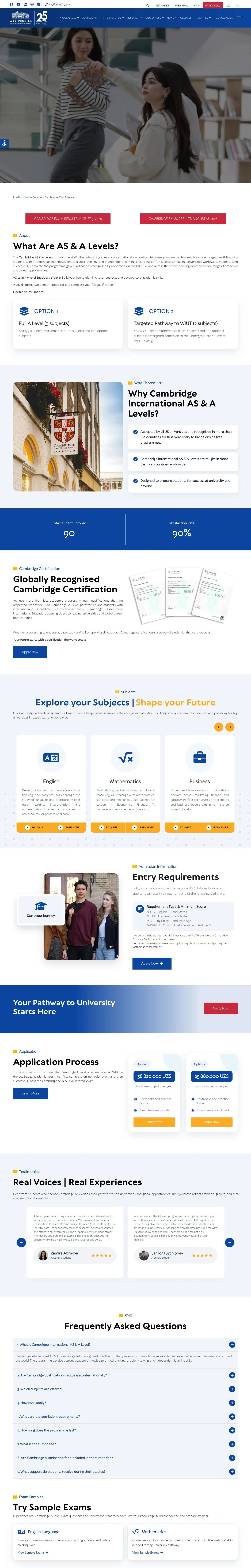 Westminster International University in Tashkent — Boshqa