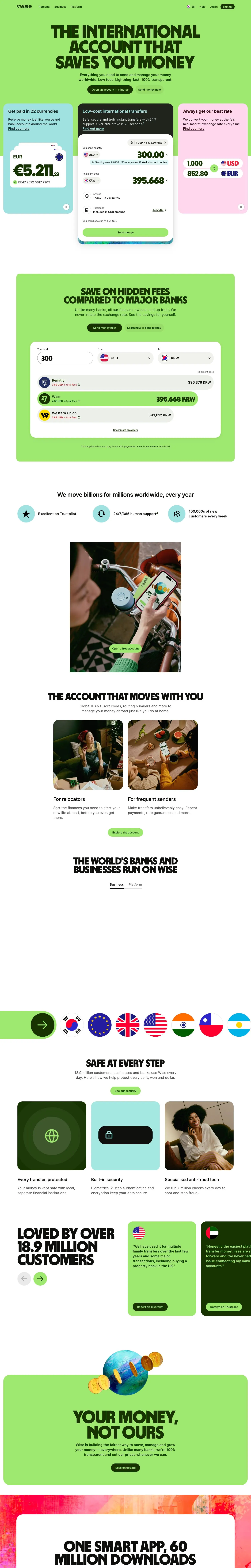 Wise — Landing sahifa