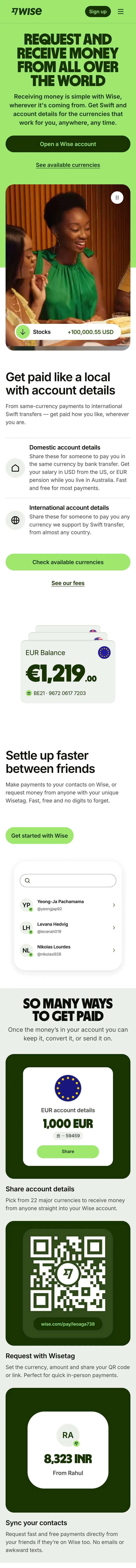 Wise — Landing sahifa