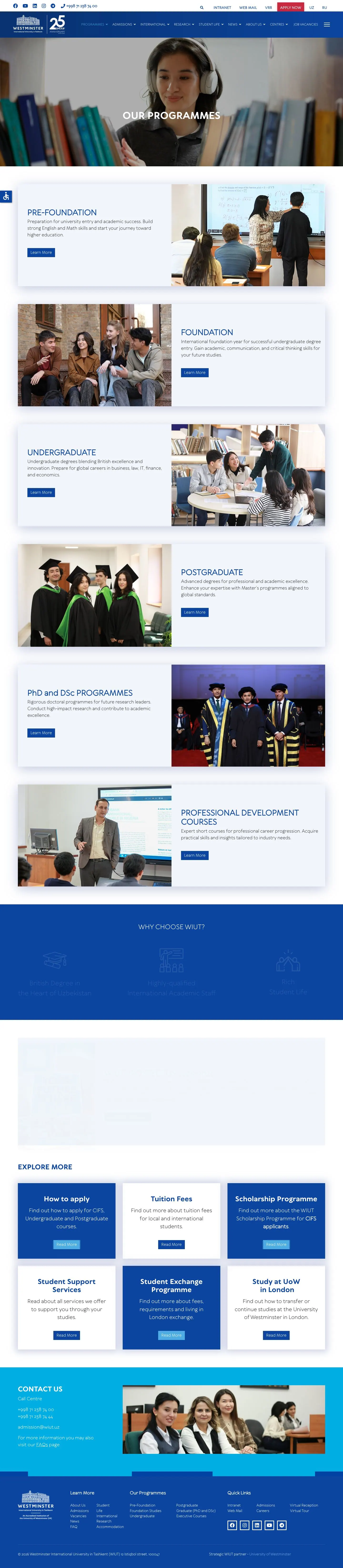 Westminster International University in Tashkent — Catalog
