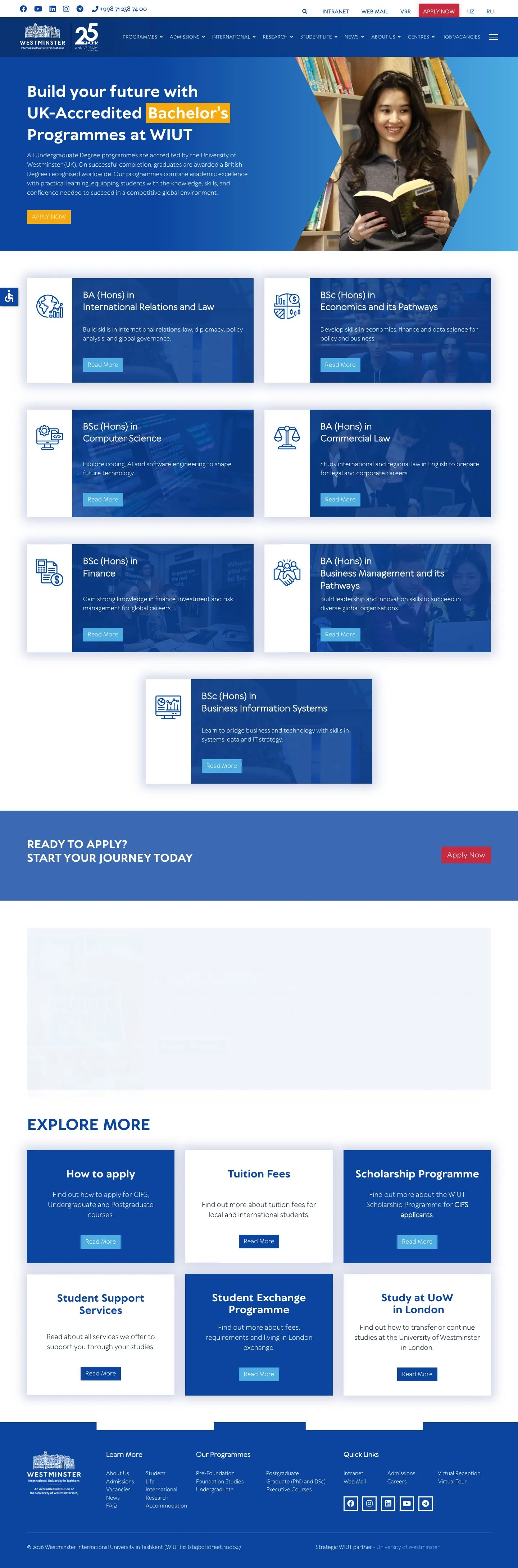 Westminster International University in Tashkent — Catalog