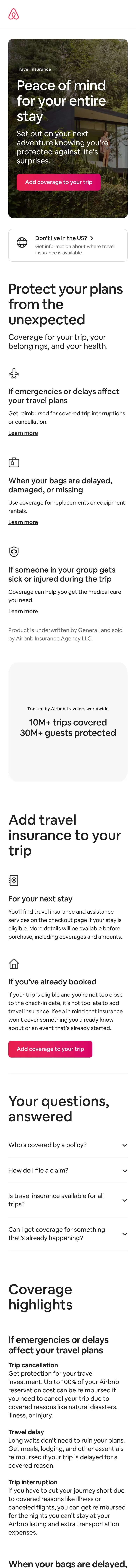 Airbnb — Landing sahifa