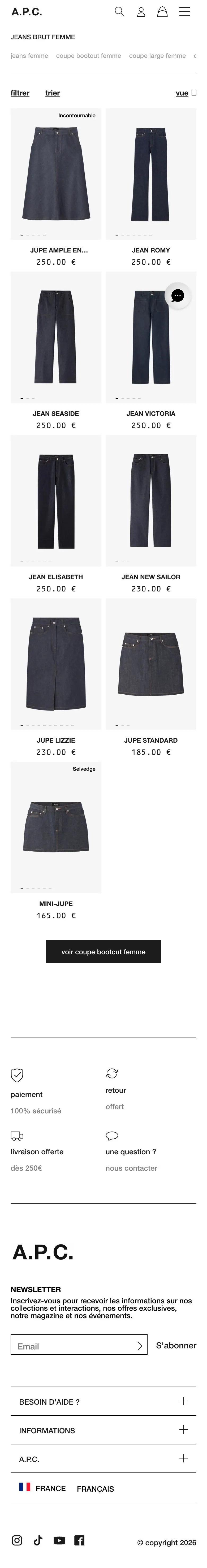 A.P.C. — Katalog