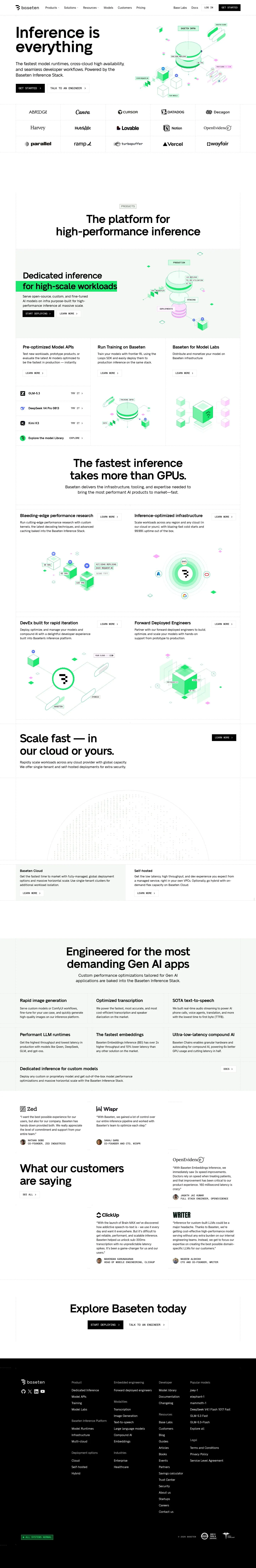 Baseten — Landing sahifa