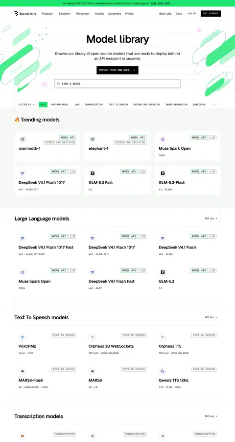 Baseten — Katalog