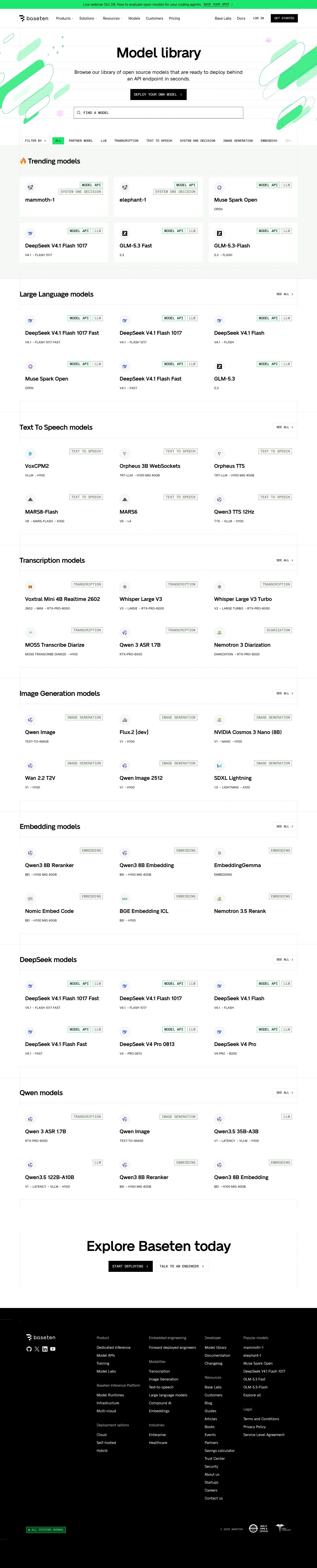 Baseten — Katalog
