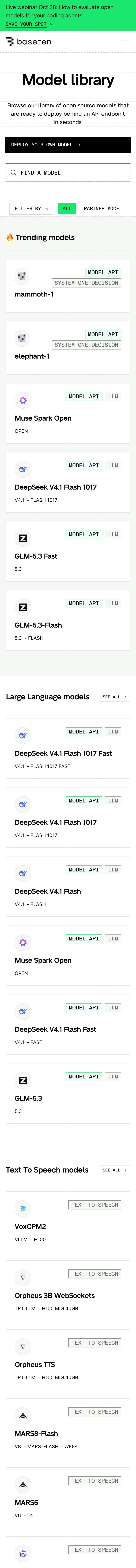 Baseten — Katalog
