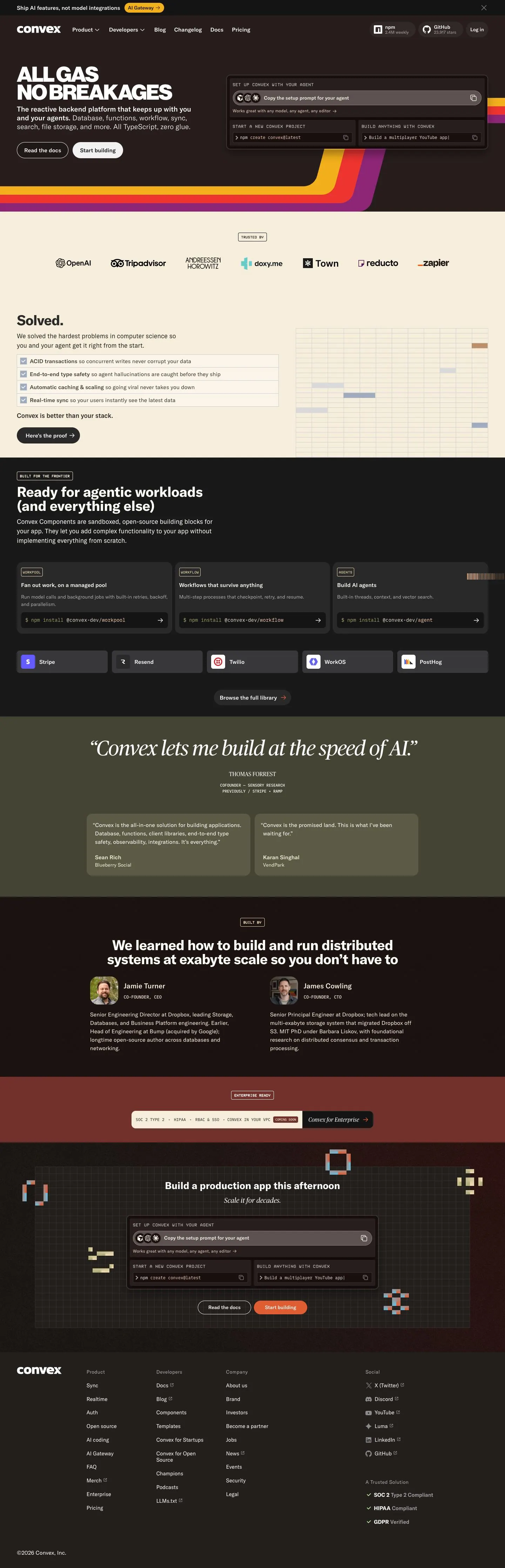 Convex — Landing page