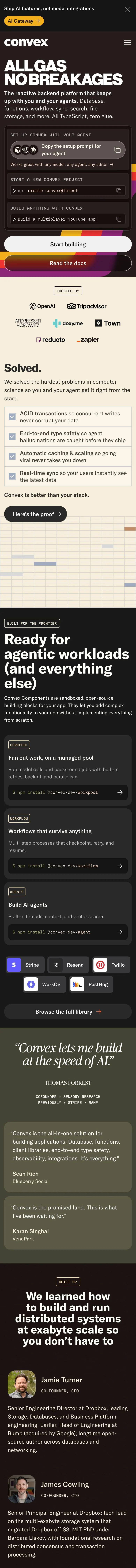 Convex — Landing page