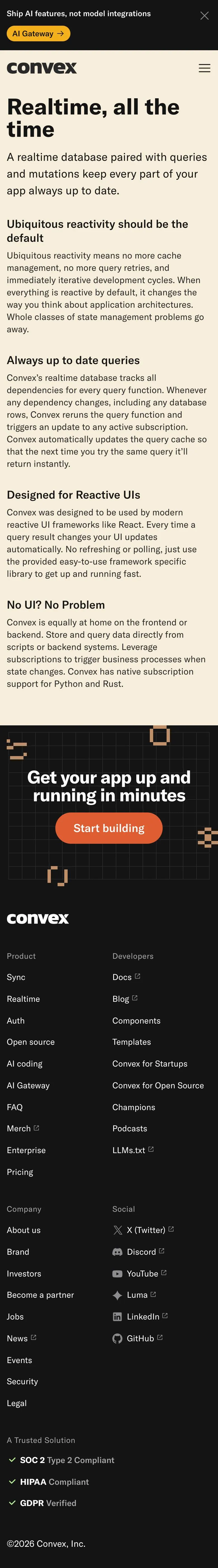 Convex — Landing page