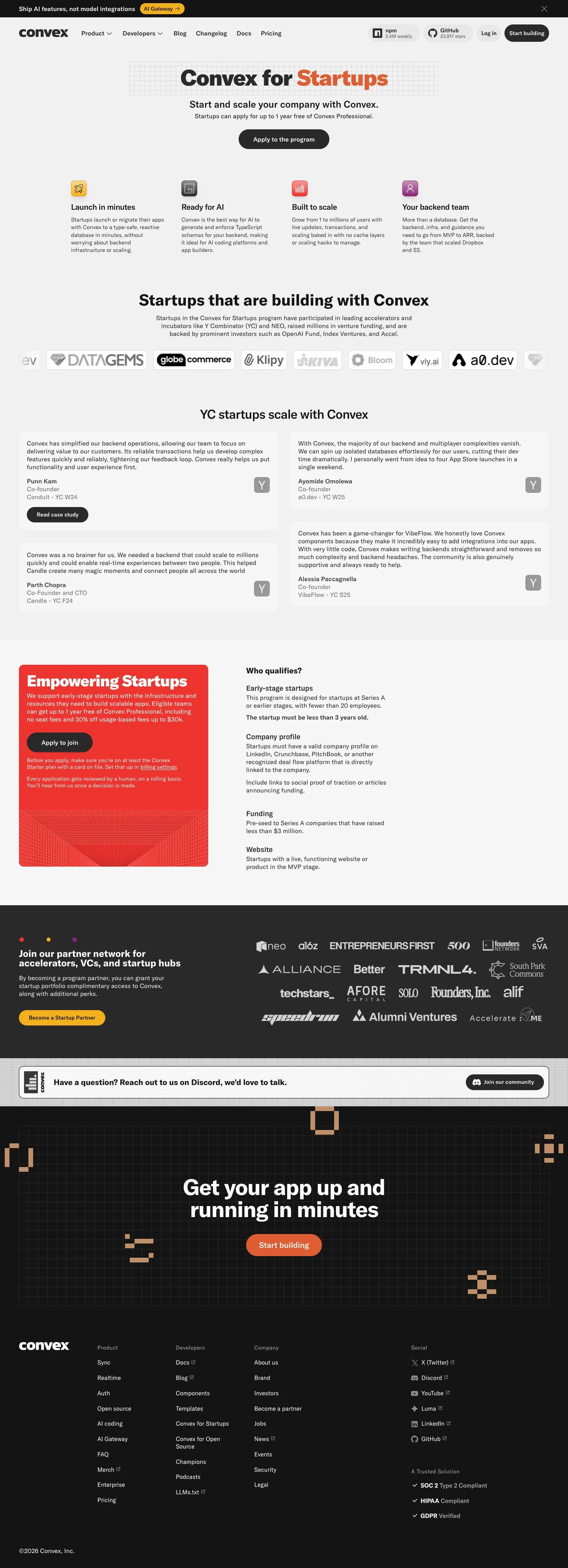 Convex — Landing page