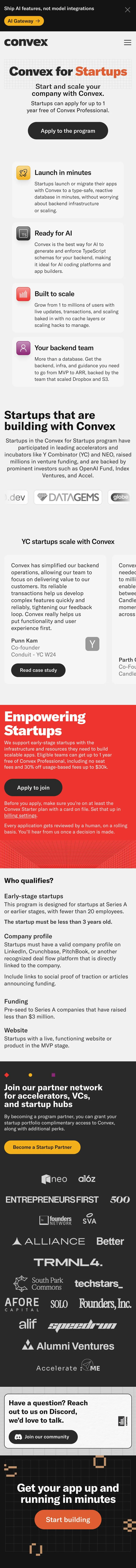 Convex — Landing sahifa