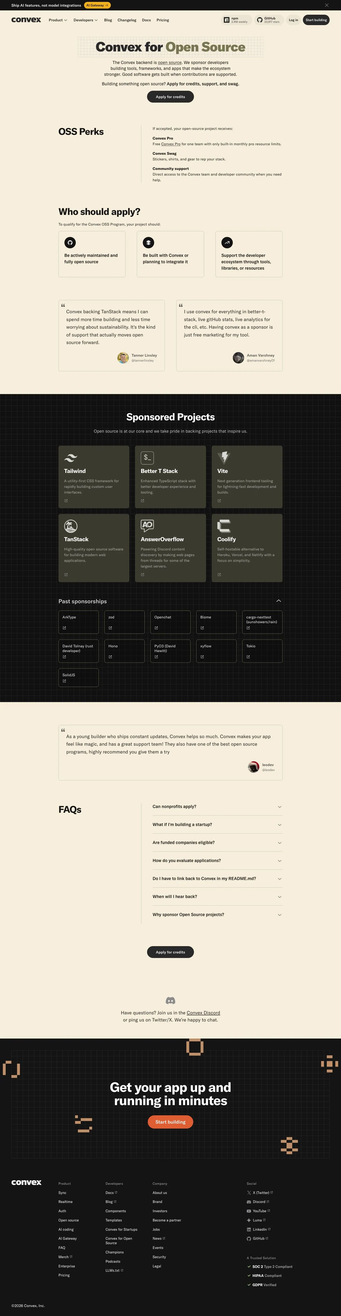 Convex — Landing page