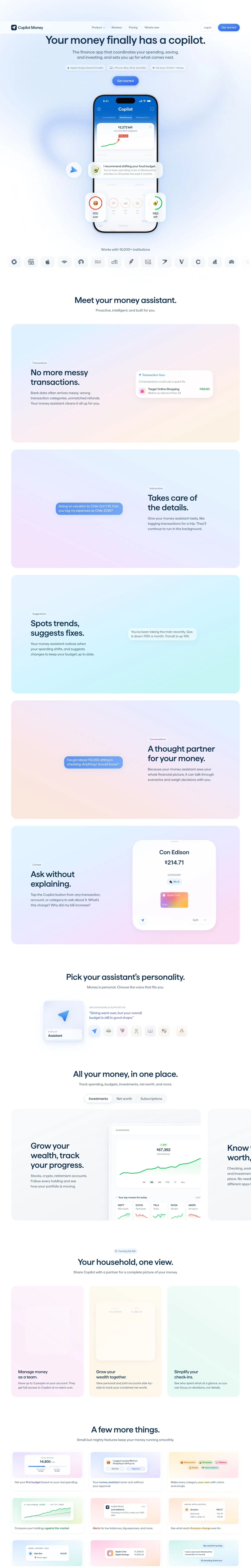 Copilot Money — Landing page