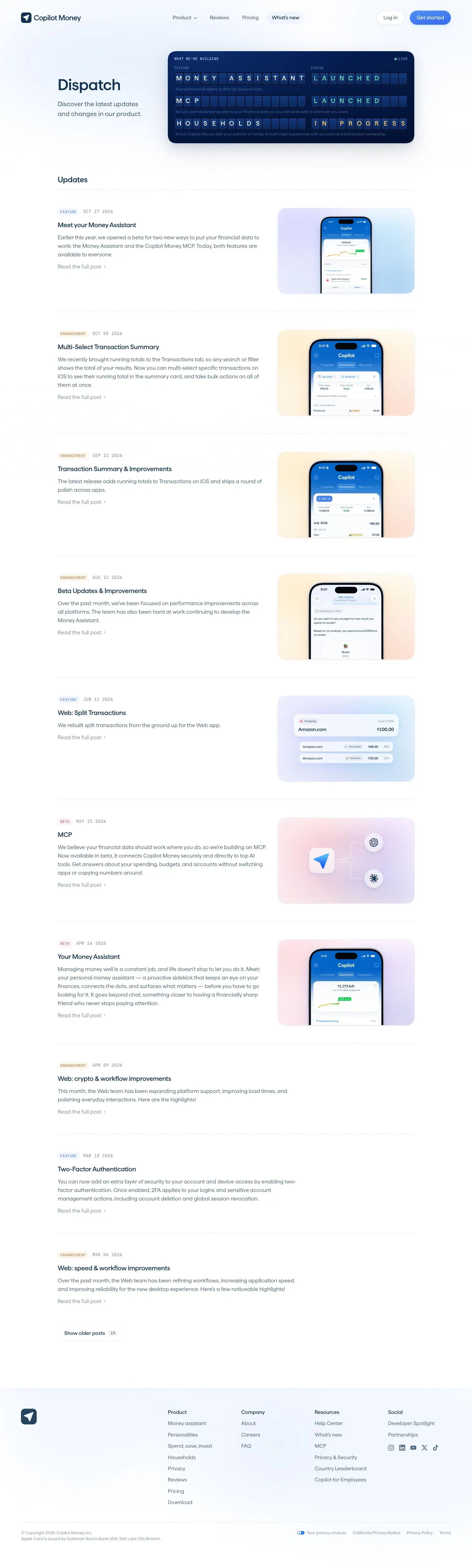 Copilot Money — Feed