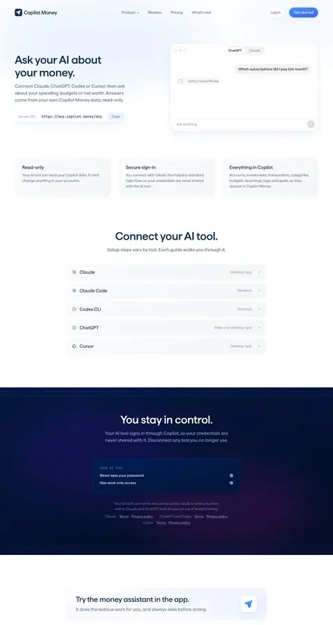 Copilot Money — Landing page