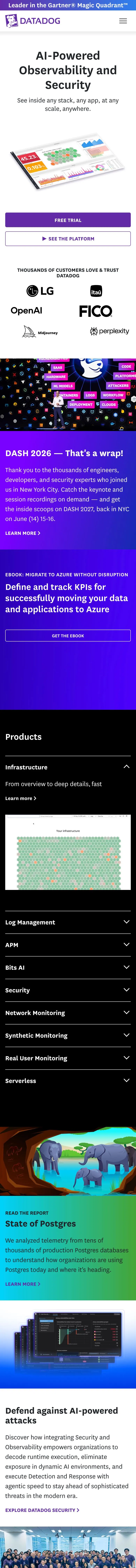 Datadog — Landing page