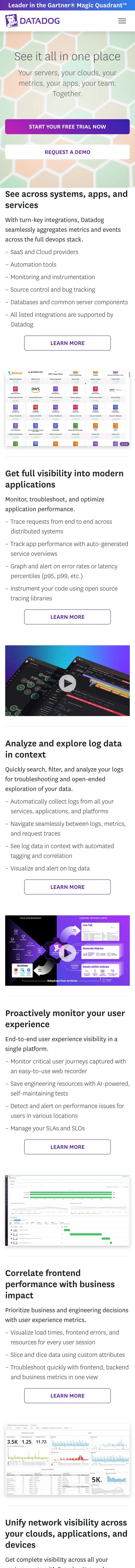 Datadog — Landing page