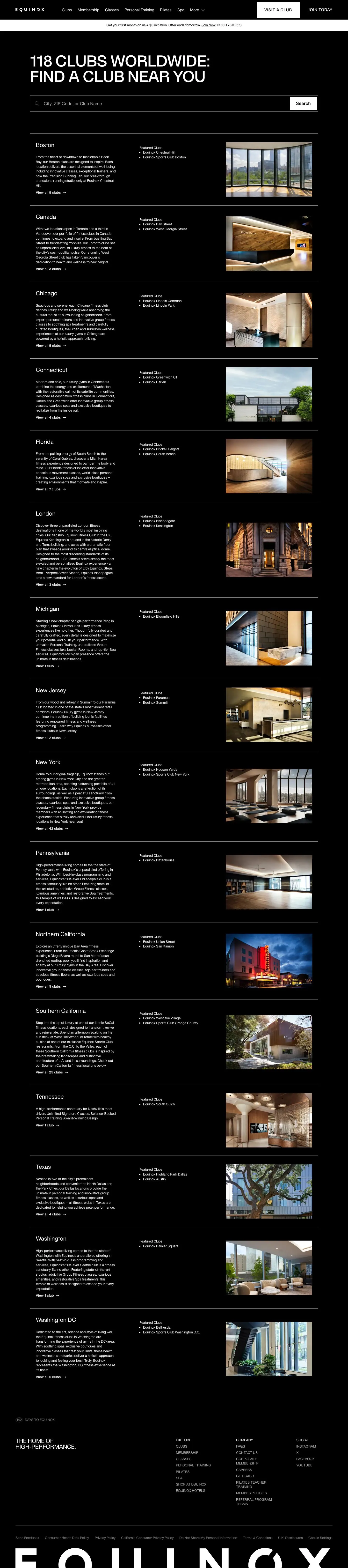 Equinox — Locations