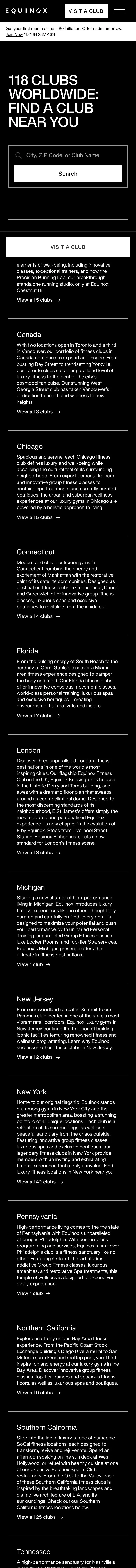 Equinox — Locations