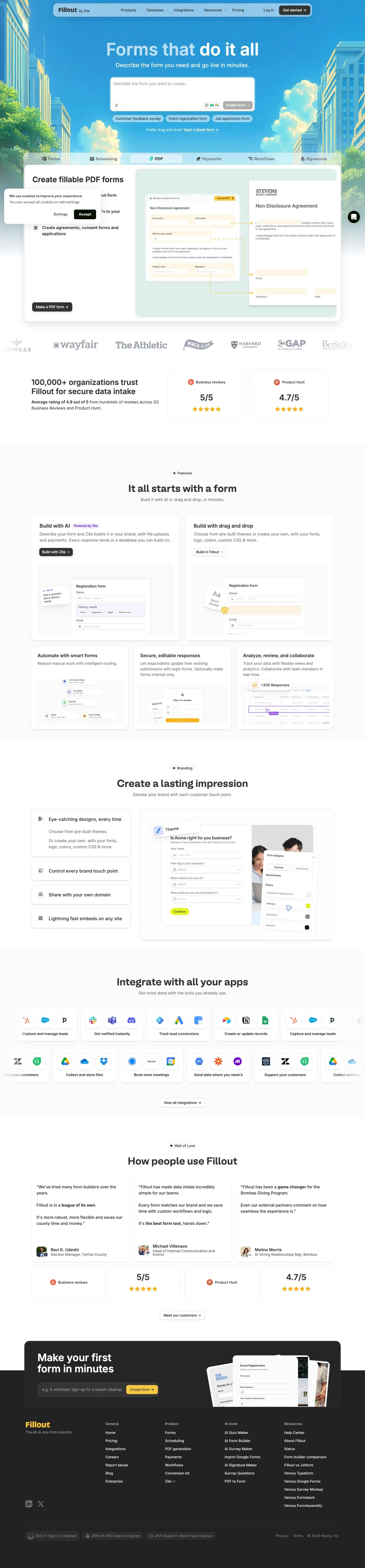 Fillout — Bosh sahifa