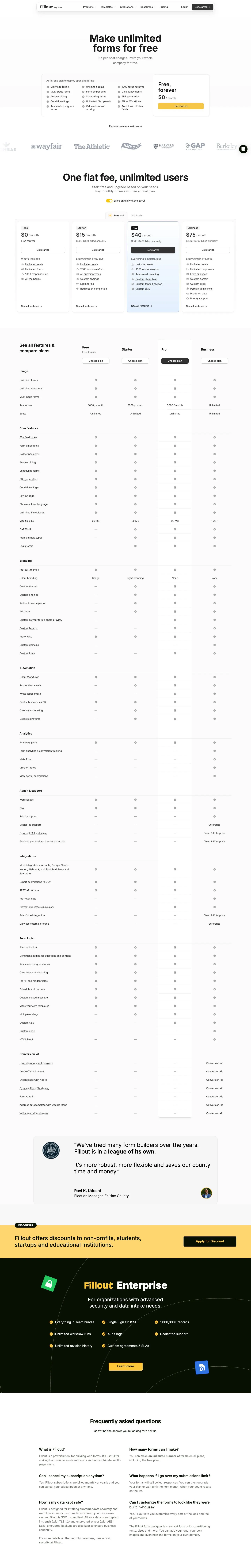 Fillout — Pricing