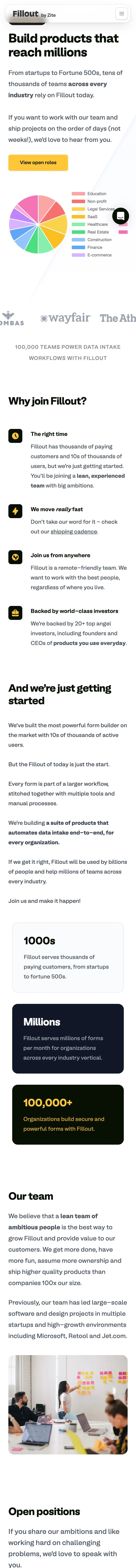 Fillout — Vakansiyalar