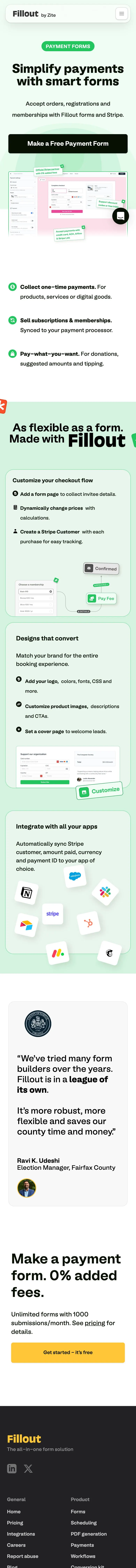 Fillout — Landing sahifa