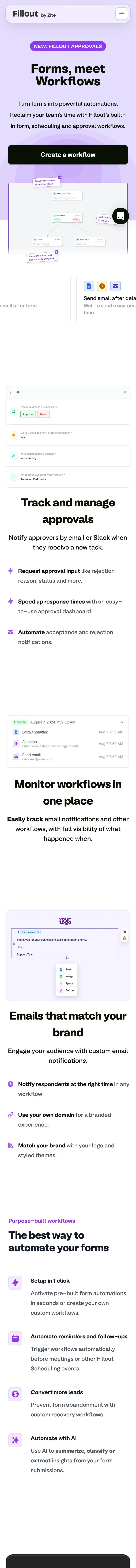 Fillout — Landing sahifa