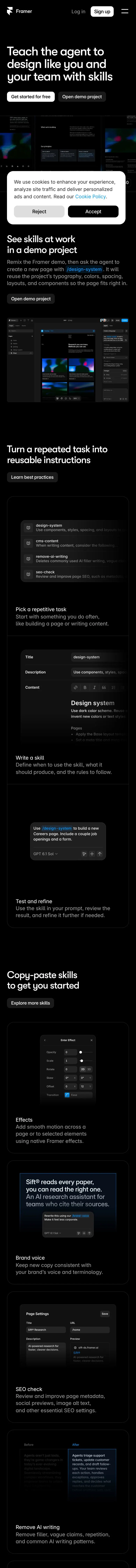Framer — Landing page