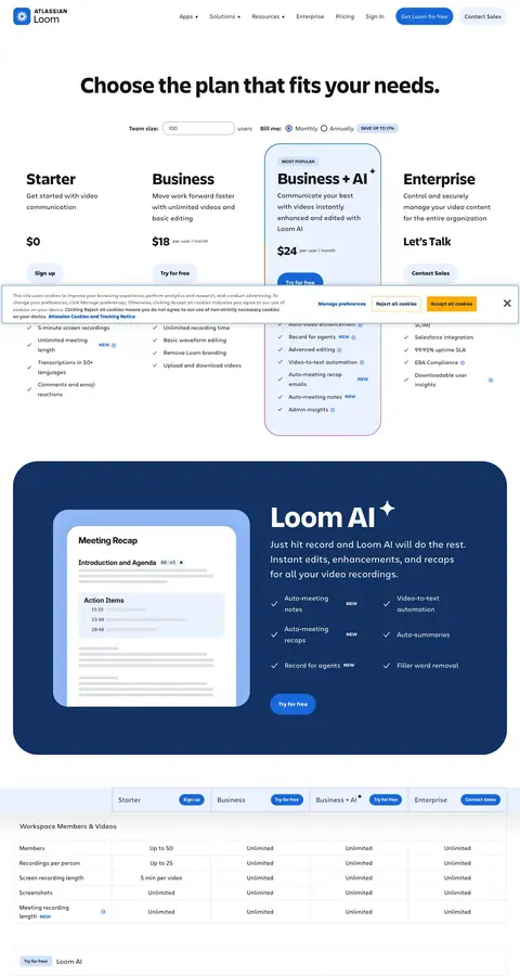 loom.com — Narxlar