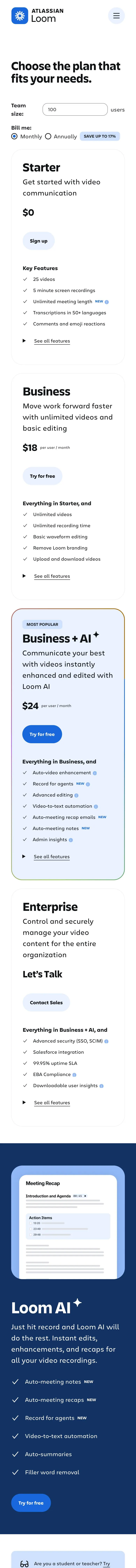 loom.com — Pricing