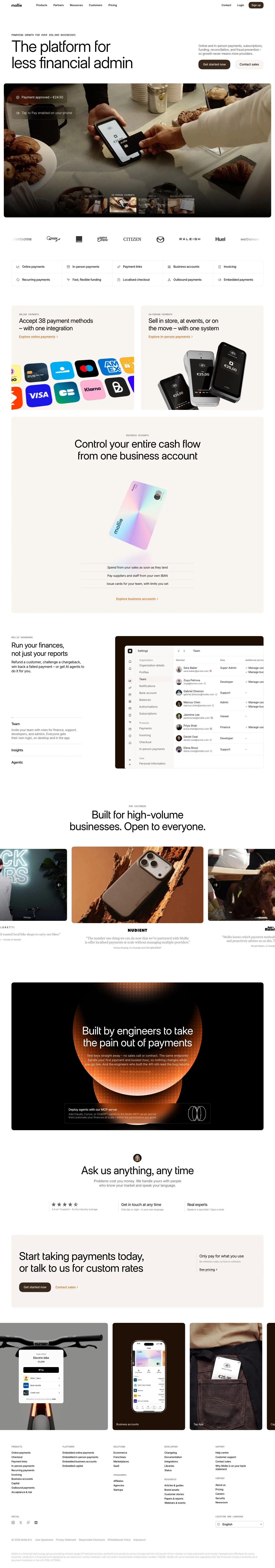Mollie — Landing page