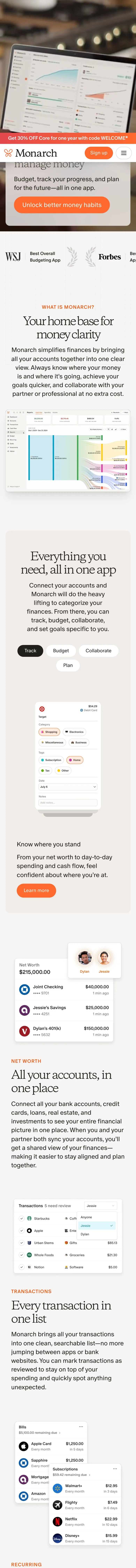 Monarch — Landing page