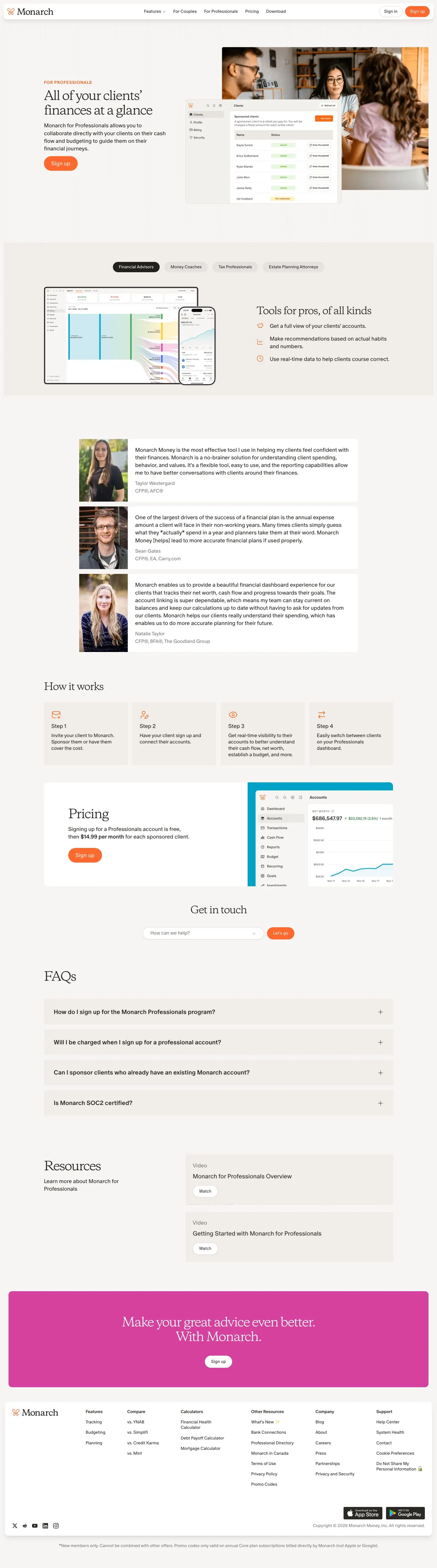 Monarch — Landing page