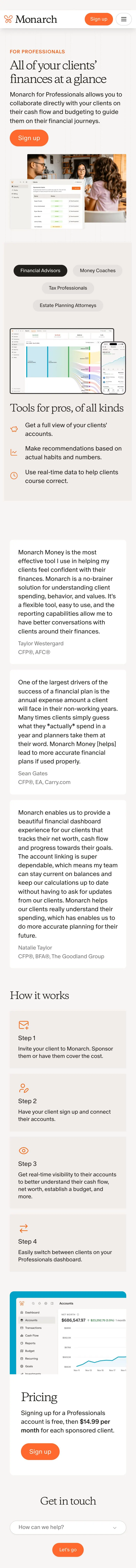 Monarch — Landing page