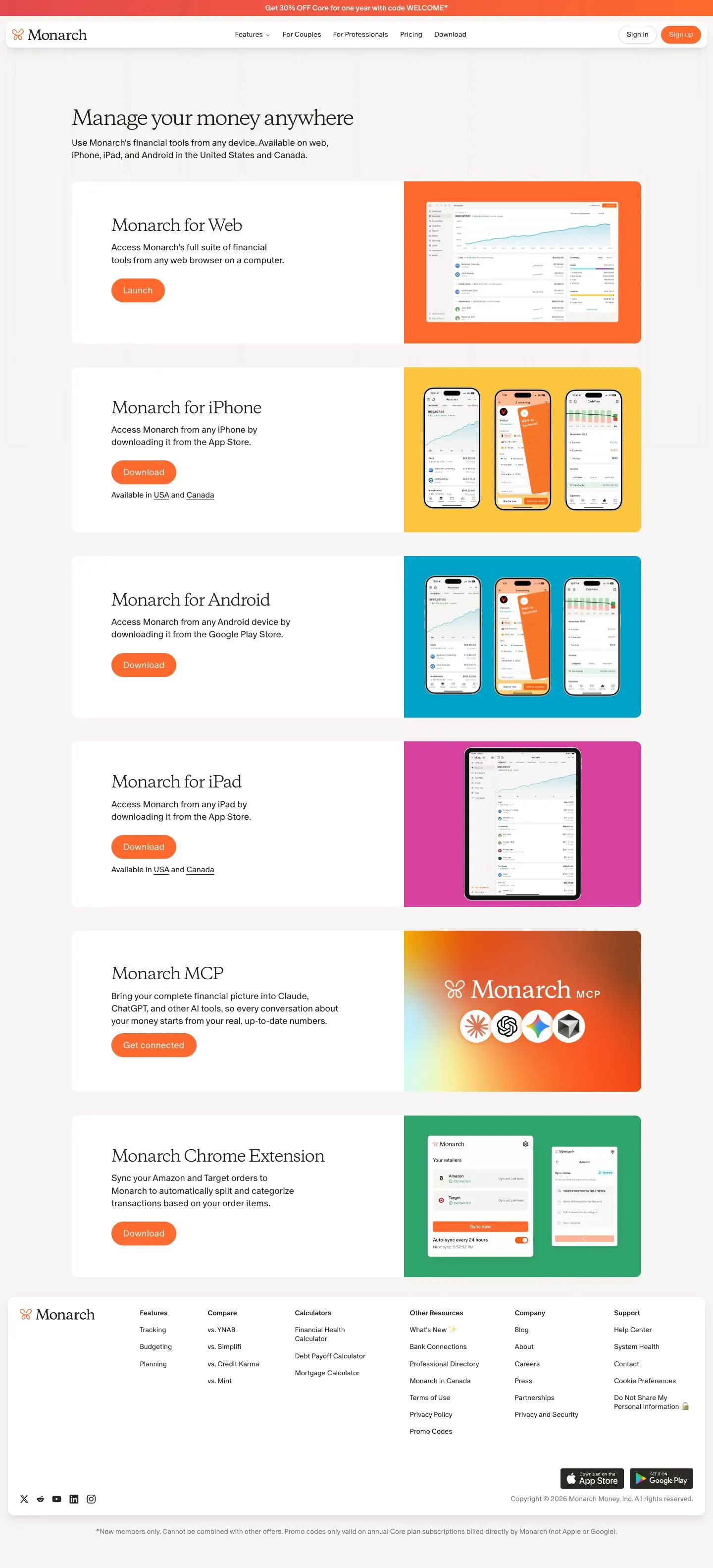 Monarch — Landing page