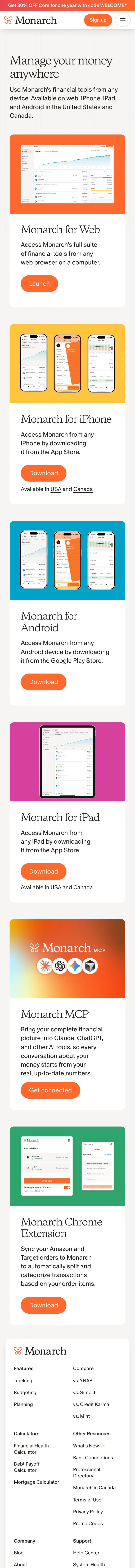 Monarch — Landing page