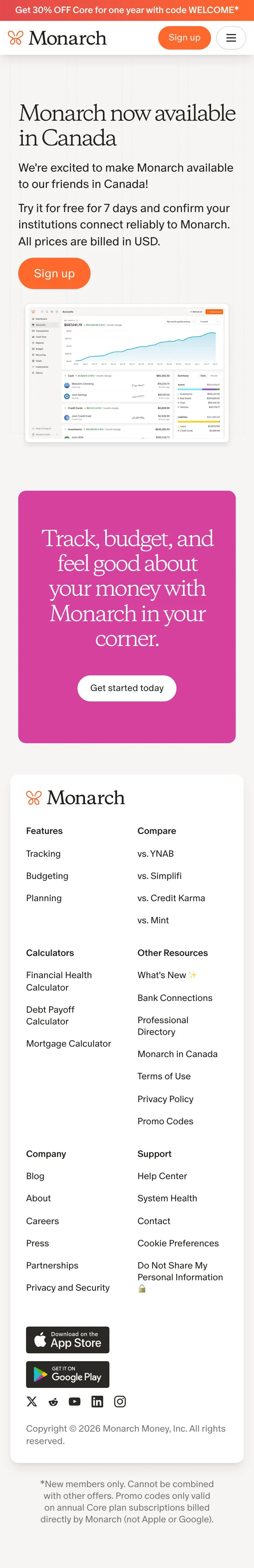 Monarch — Landing page