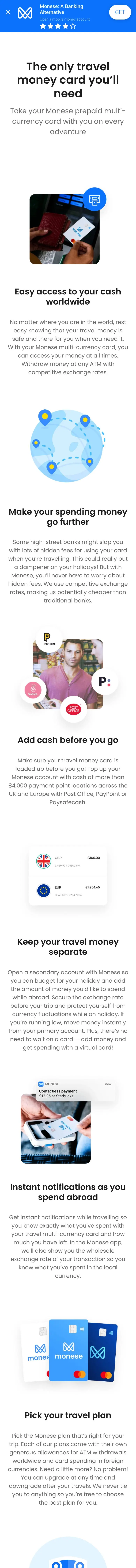 Monese — Landing page