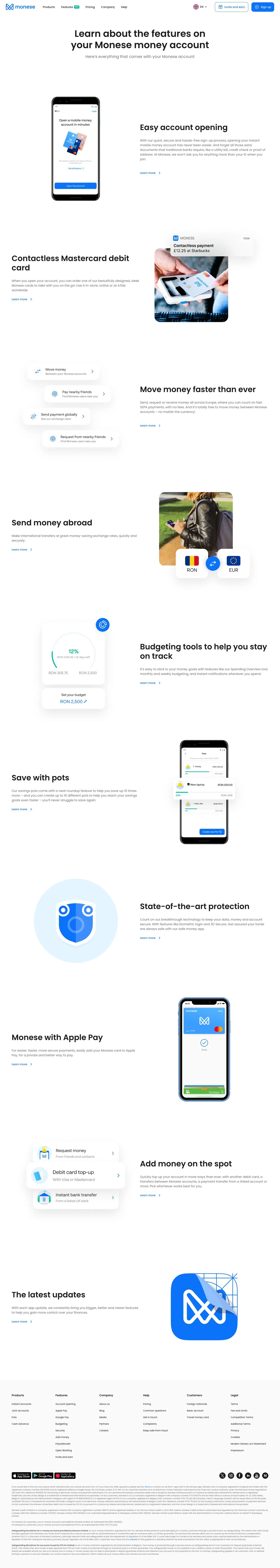 Monese — Landing page