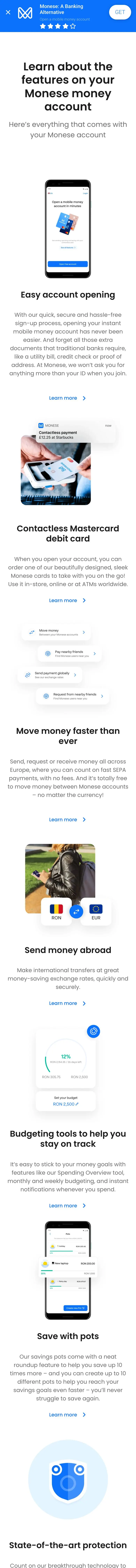 Monese — Landing page