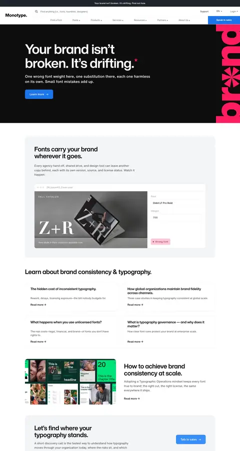 Monotype — Landing page