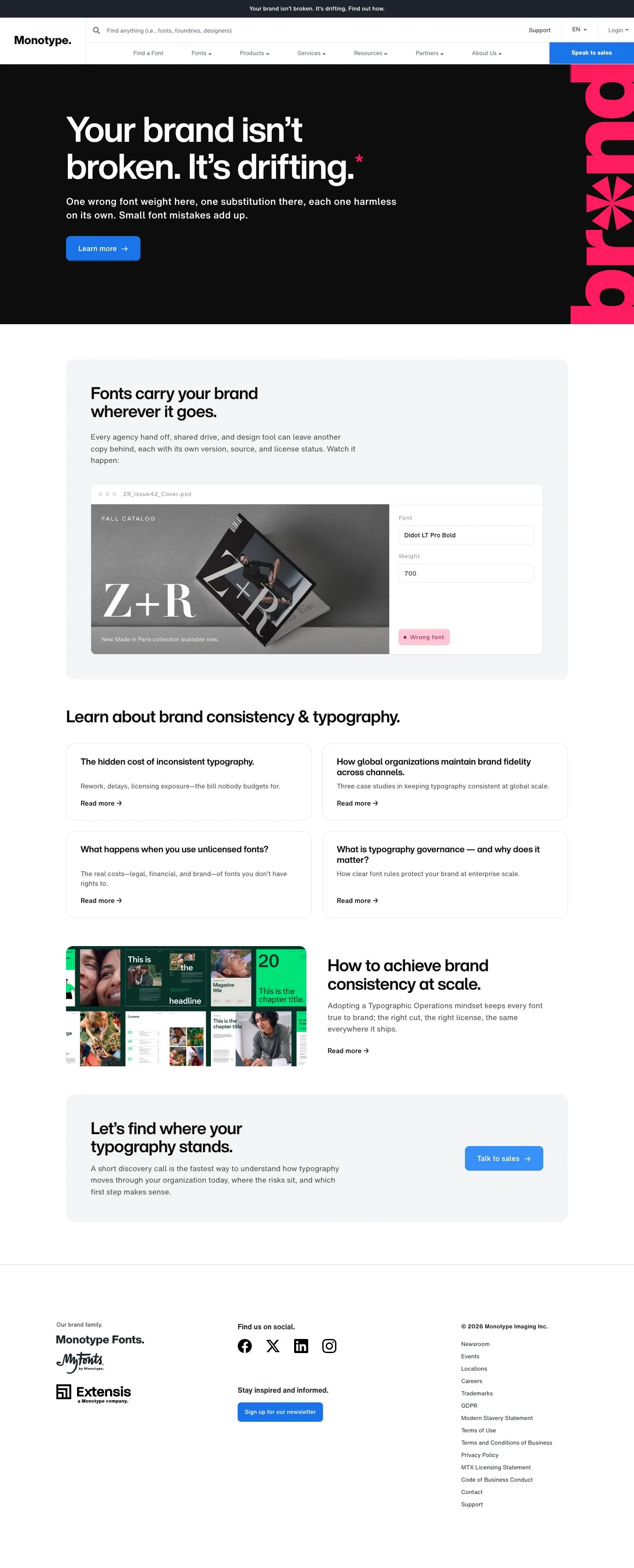 Monotype — Landing page