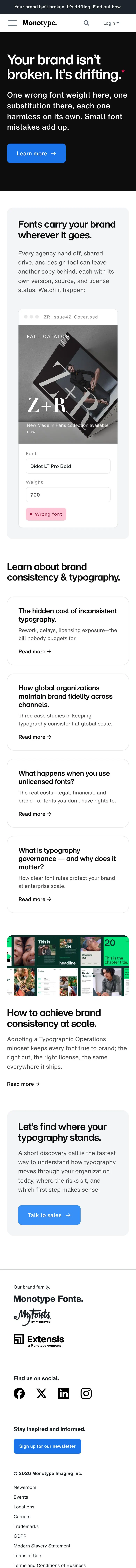 Monotype — Landing page